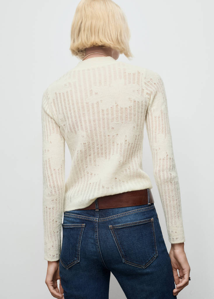 Pull Maille Ajourée À Fleurs