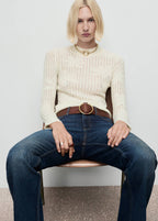 Pull Maille Ajourée À Fleurs