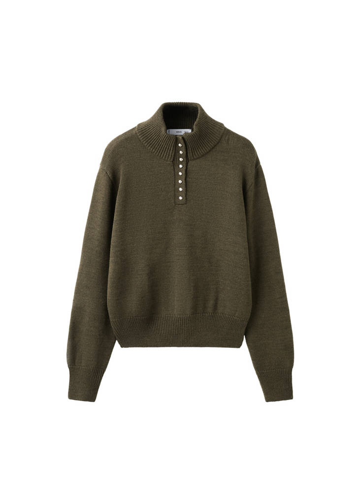 Pull Col Cheminée À Boutons