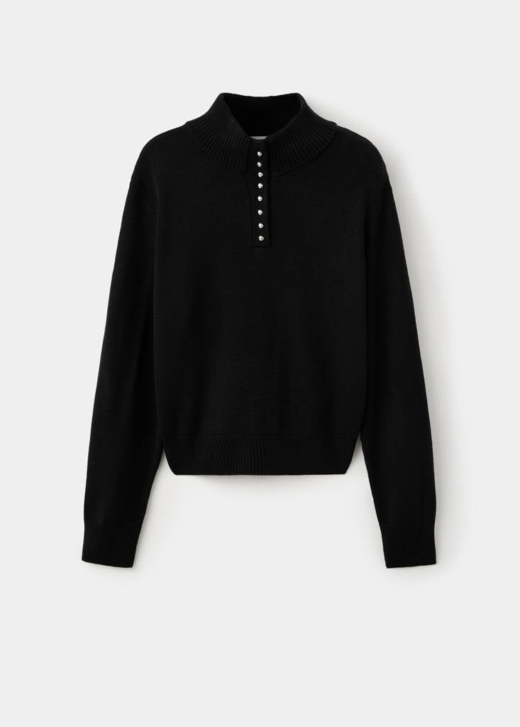 Pull Col Cheminée À Boutons