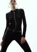 Pull En Maille Ajourée Fermeture Perles