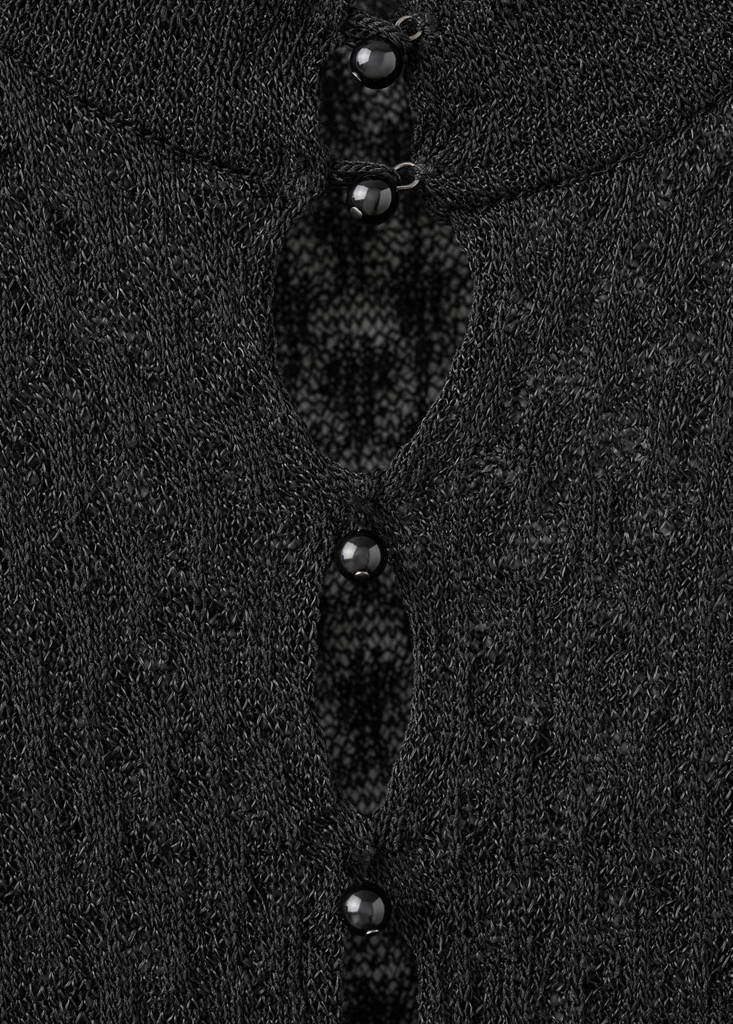 Pull En Maille Ajourée Fermeture Perles