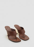 Sandales En Cuir À Talon Compensé Contrastant