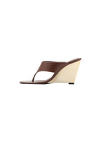 Sandales En Cuir À Talon Compensé Contrastant