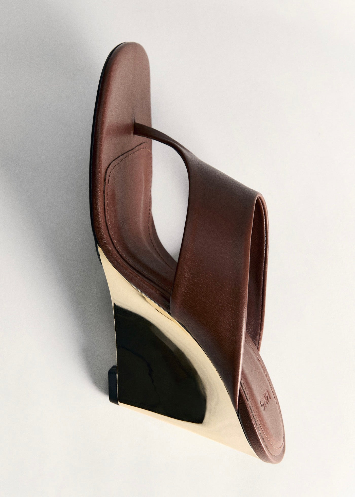 Sandales En Cuir À Talon Compensé Contrastant