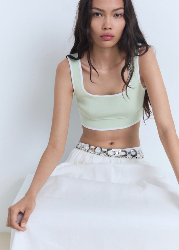 Mesh Top with Contrasting Edges