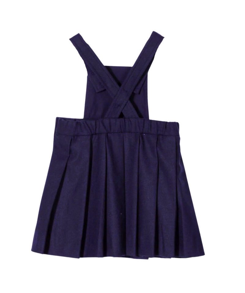 Bonpoint - Robe-Salopette En Laine Plissée Bleu Marine - 3 Ans