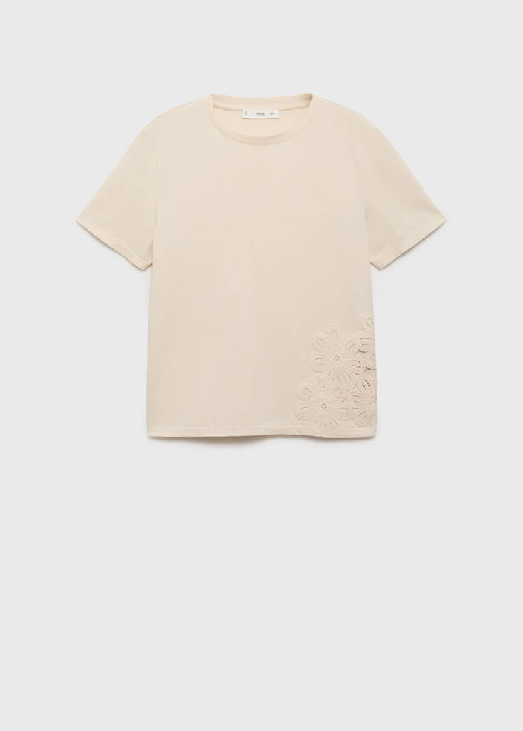 T-Shirt Coton Broderie À Fleur