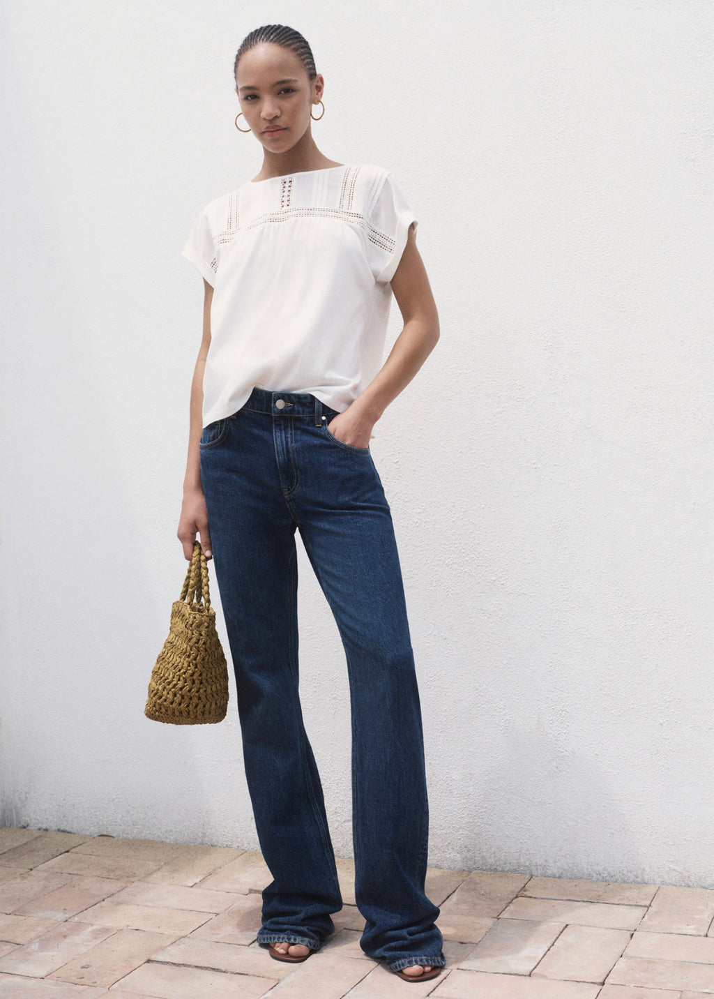 T-Shirt Coton Détails Ajourés