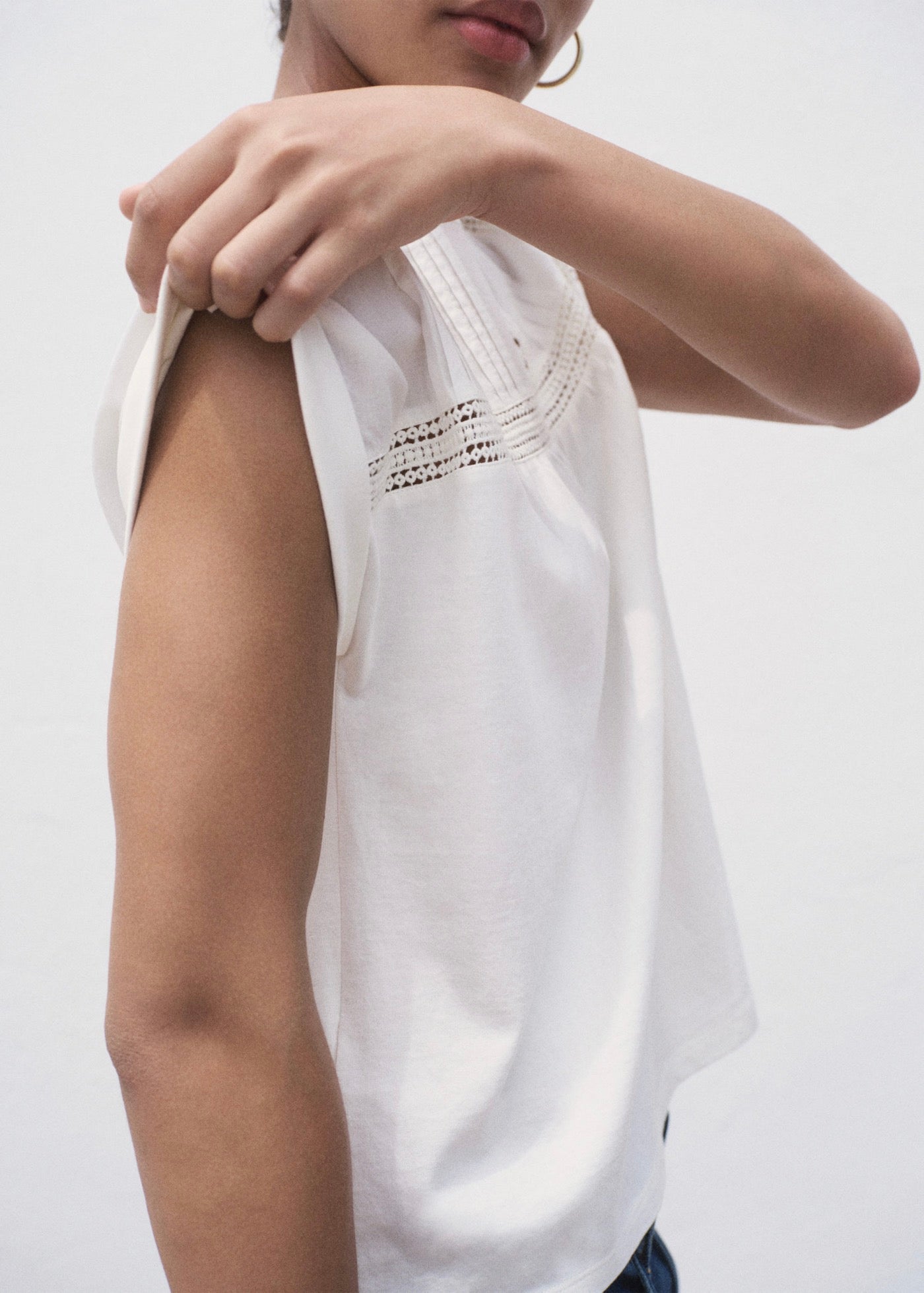 T-Shirt Coton Détails Ajourés