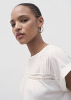 T-Shirt Coton Détails Ajourés