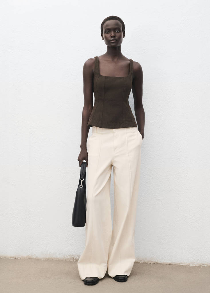 Pantalon Denim Large Coutures