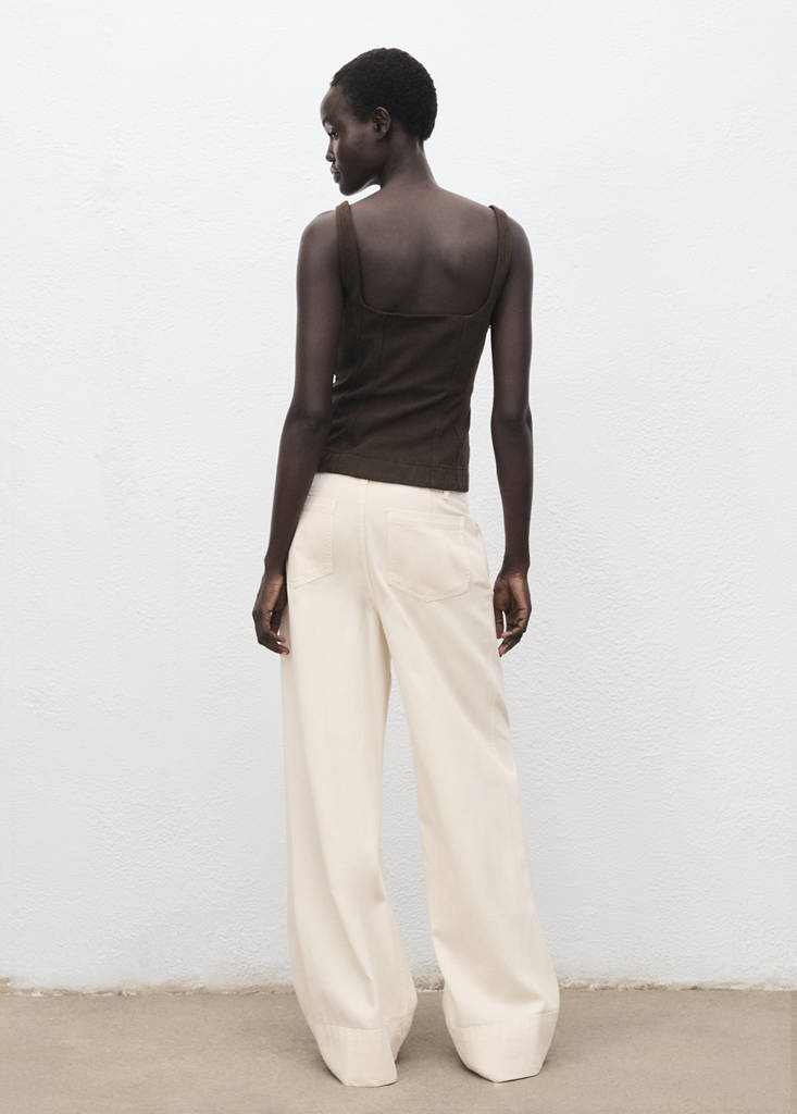 Pantalon Denim Large Coutures
