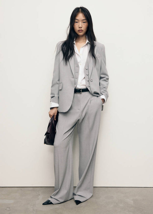 Pantaloni Da Completo A Righe Sottili