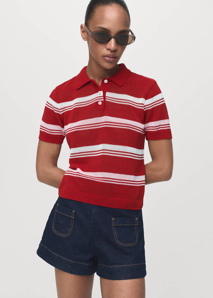 Pull-Over Rayures Col Polo