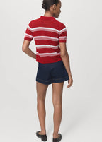 Pull-Over Rayures Col Polo