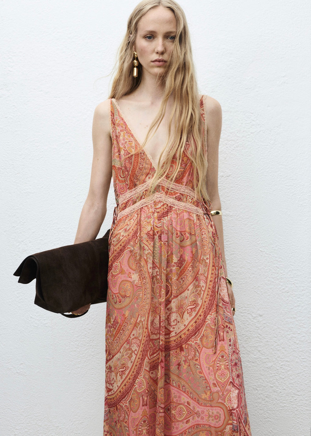 Robe Imprimé Cachemire Dentelle Rapportée