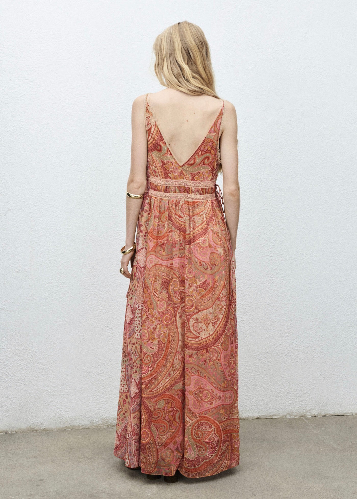 Robe Imprimé Cachemire Dentelle Rapportée