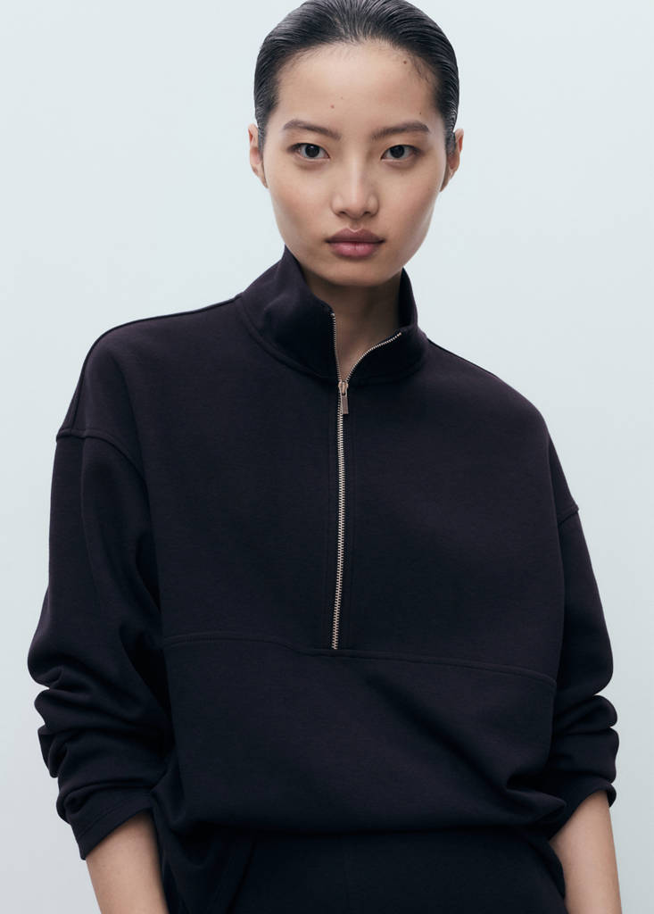 Sweat-Shirt Col Montant Zippé