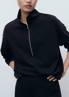 Sweat-Shirt Col Montant Zippé
