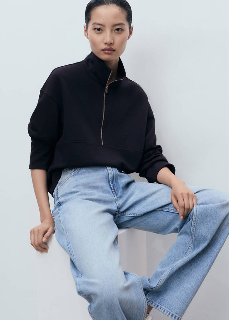 Sweat-Shirt Col Montant Zippé