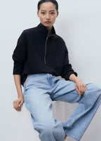 Sweat-Shirt Col Montant Zippé