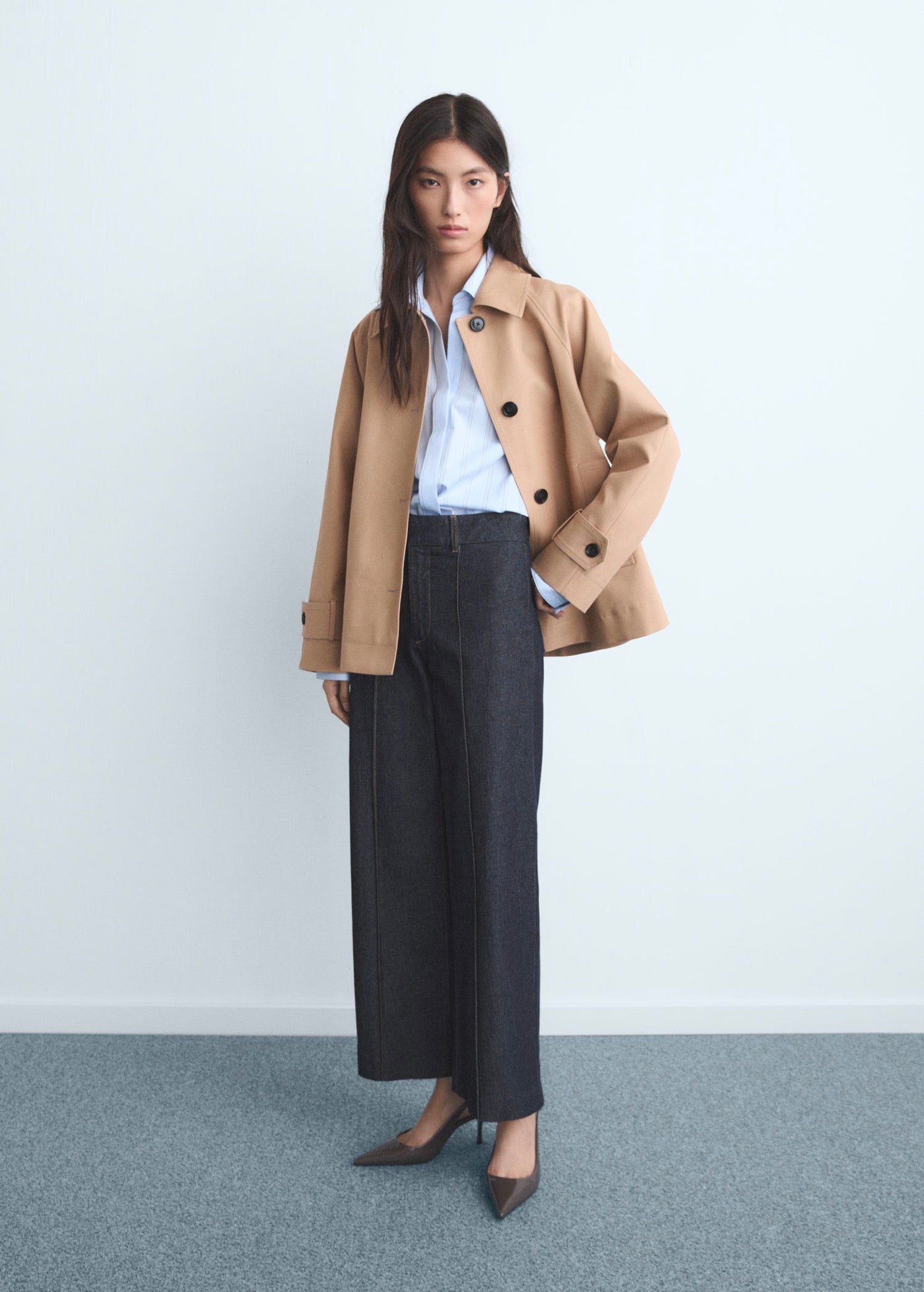 Jean Style Jupe-Culotte Taille Haute Avec Coutures