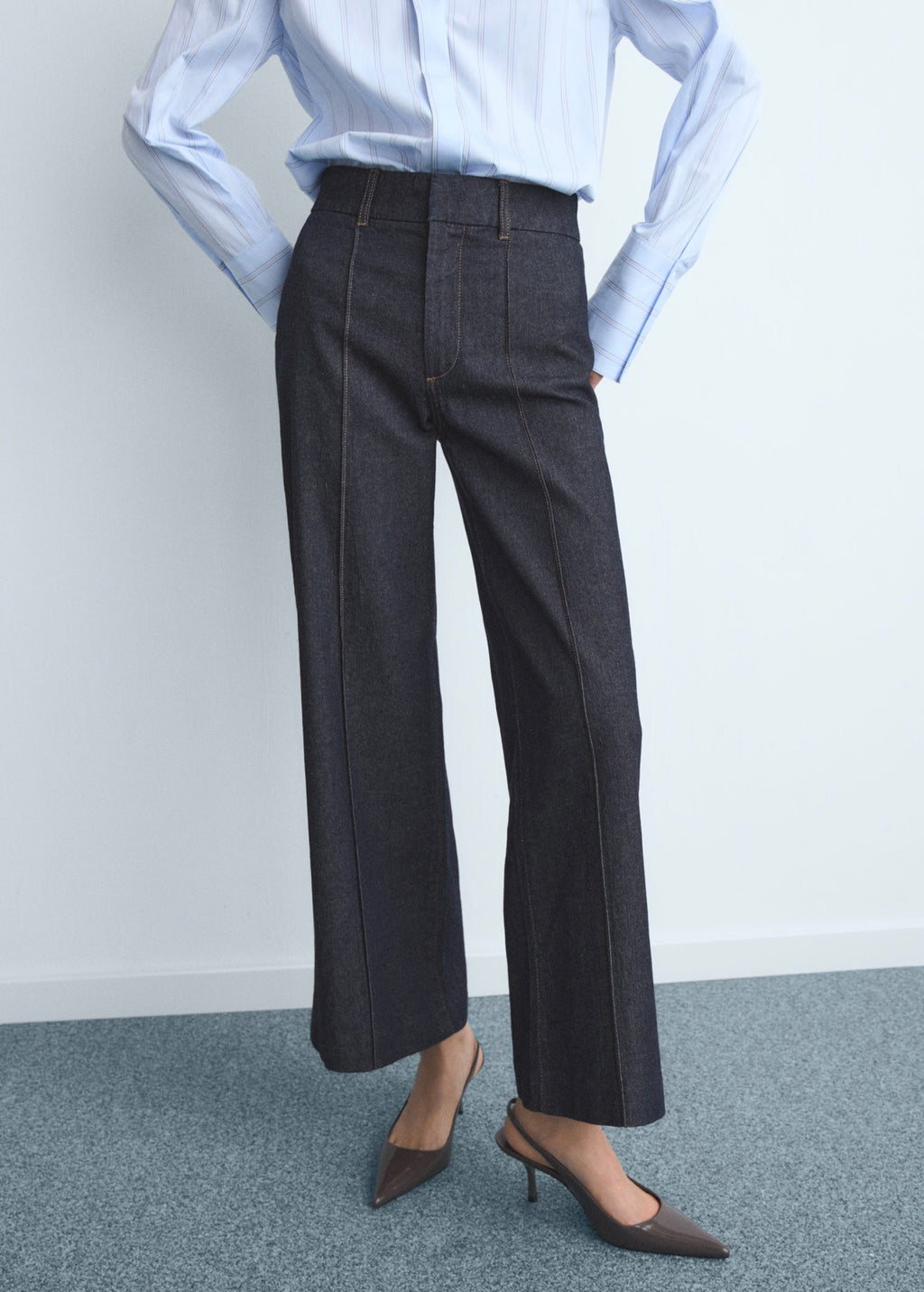 Jean Style Jupe-Culotte Taille Haute Avec Coutures