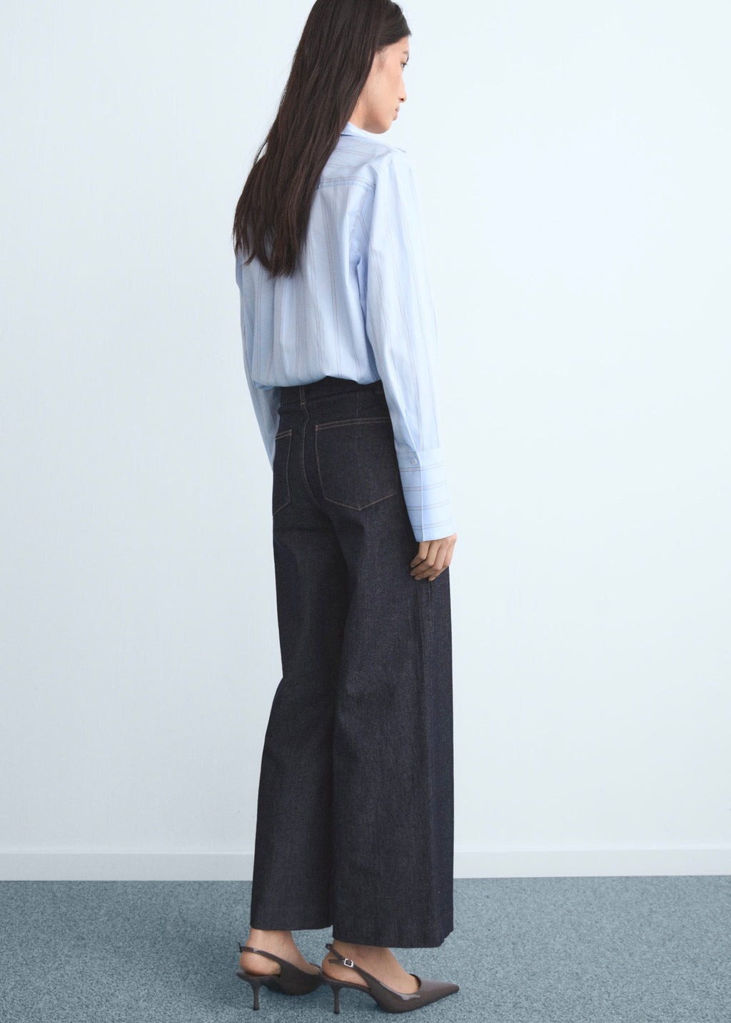 Jean Style Jupe-Culotte Taille Haute Avec Coutures