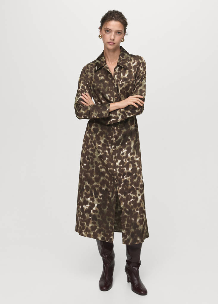 Robe Chemisier Imprimée Avec Ceinture