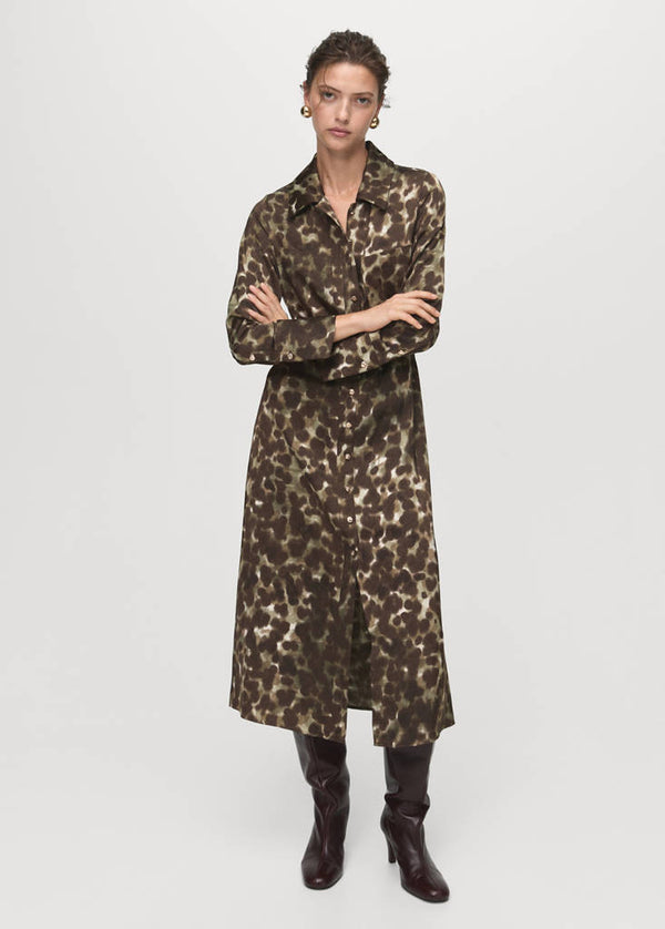 Geprinte blousejurk met ceintuur