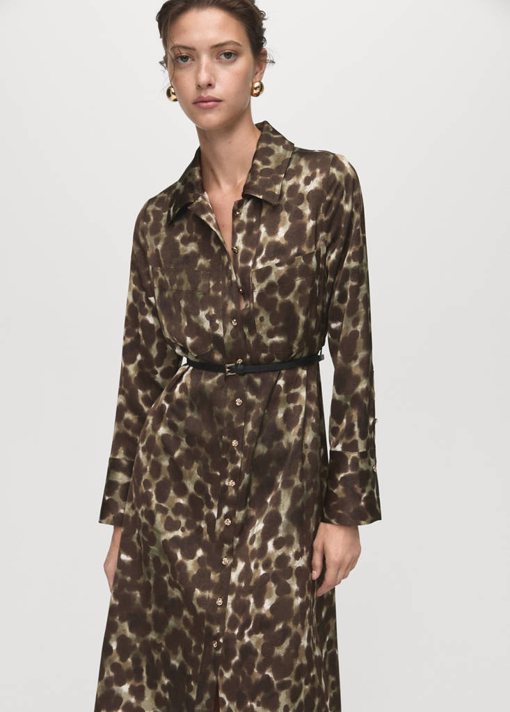 Robe Chemisier Imprimée Avec Ceinture
