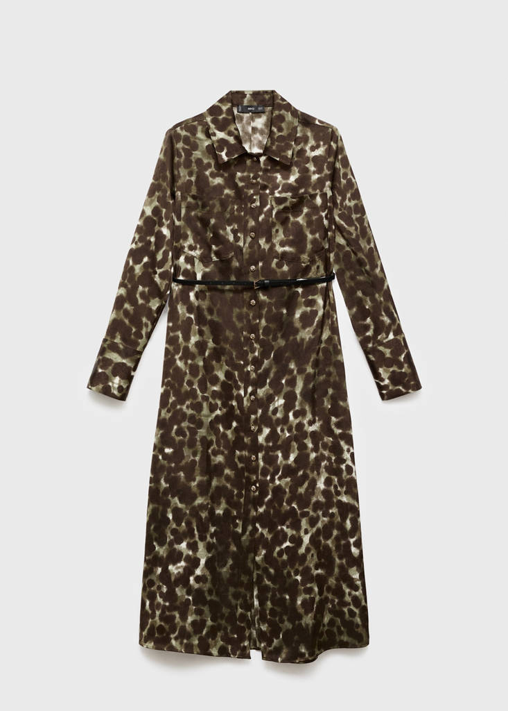 Robe Chemisier Imprimée Avec Ceinture