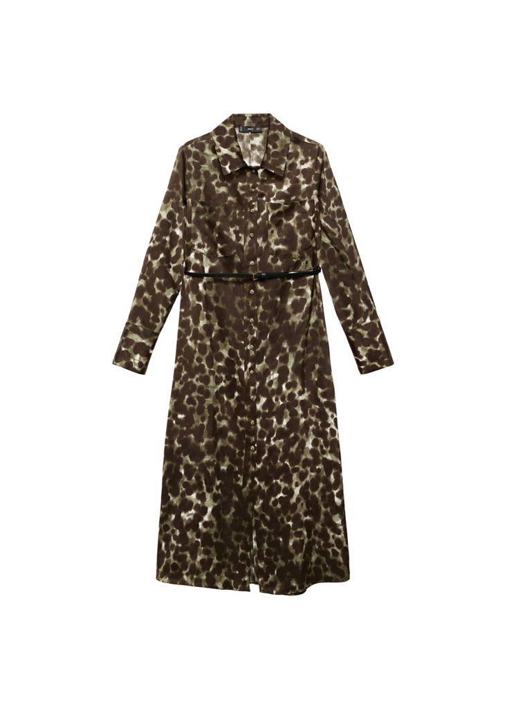 Robe Chemisier Imprimée Avec Ceinture