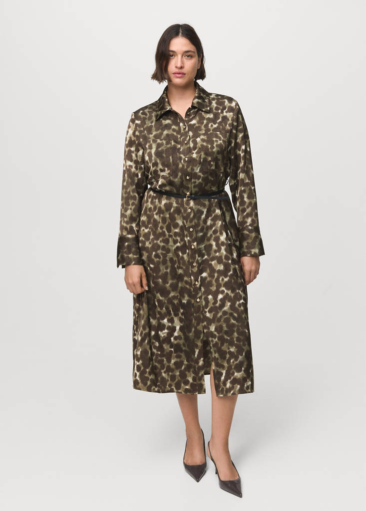 Robe Chemisier Imprimée Avec Ceinture