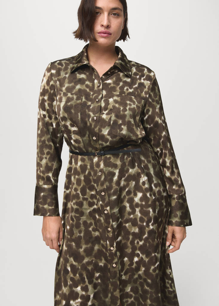 Robe Chemisier Imprimée Avec Ceinture