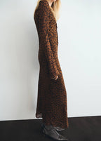 Robe Léopard À Manches Longues