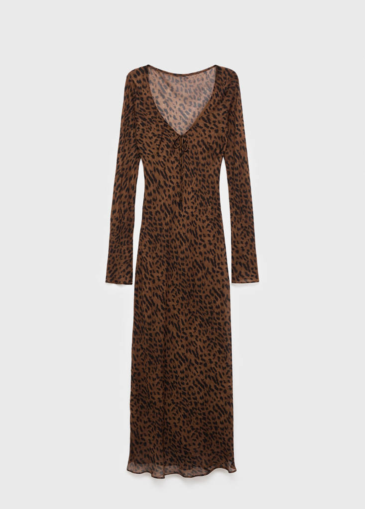 Robe Léopard À Manches Longues
