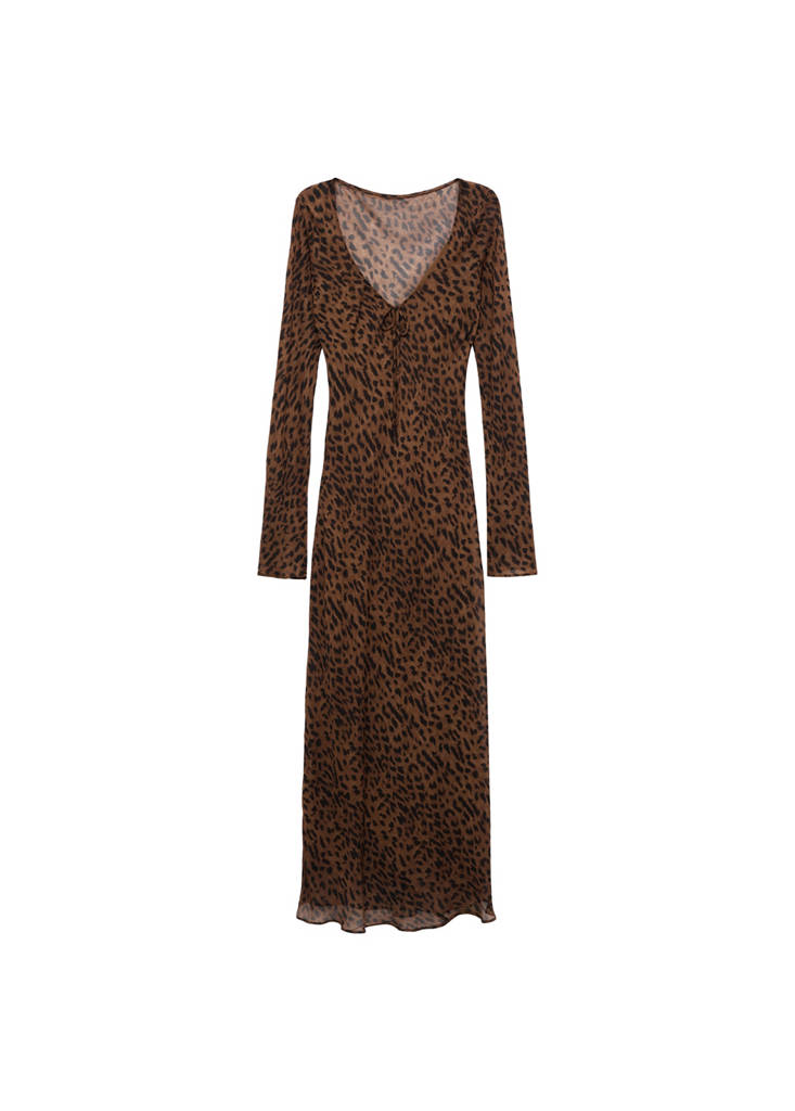 Robe Léopard À Manches Longues