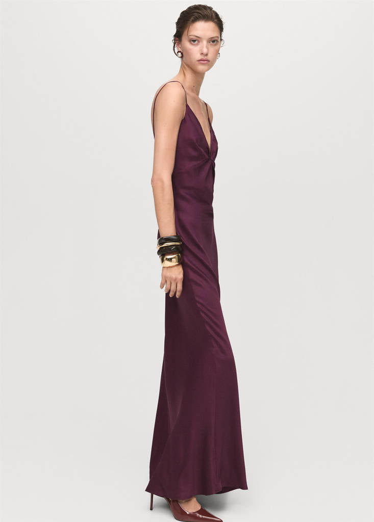 Robe Satinée Col V