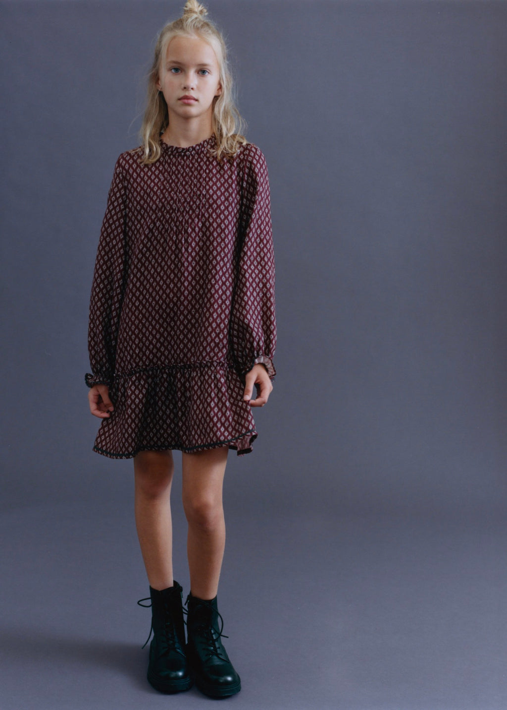 Robe Carmela Bordeaux - Fille
