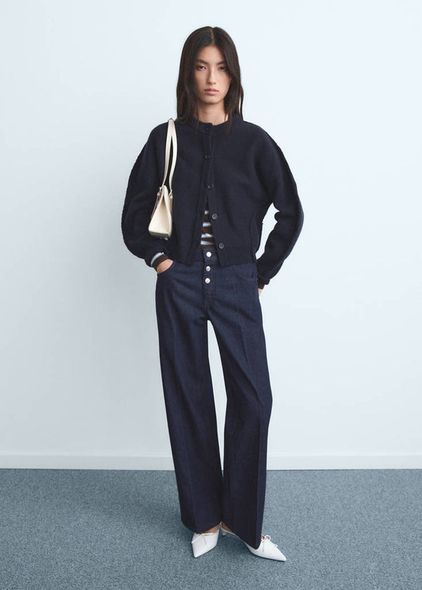 Jeans Dritti a Vita Bassa con Bottoni