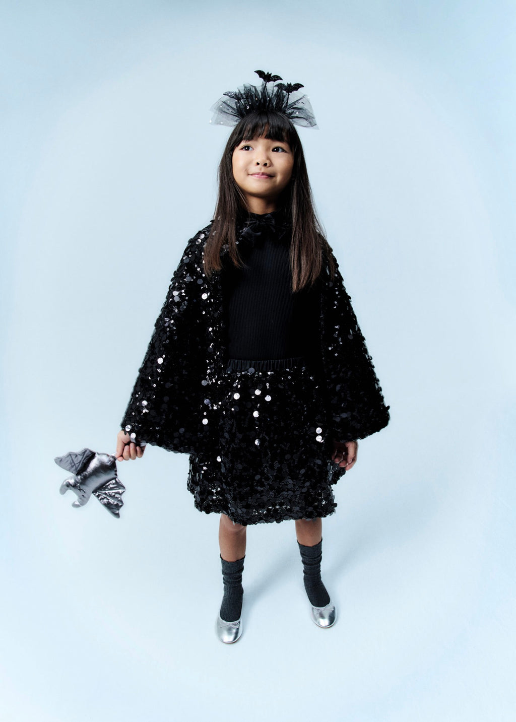 Cape Sequinc Noir - Fille