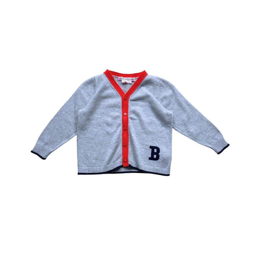 Bonpoint - Cardigan Gris Bleu Et Orange - 2 Ans