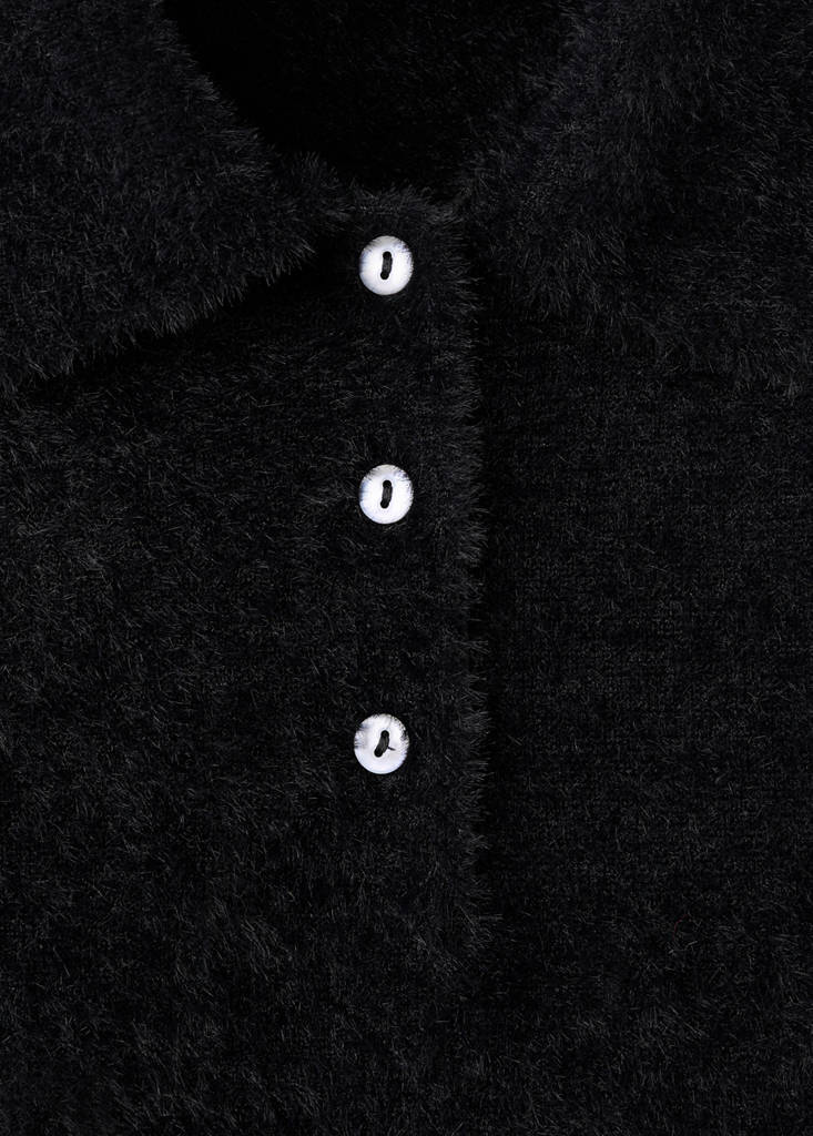Pull Effet Fourrure À Col Polo
