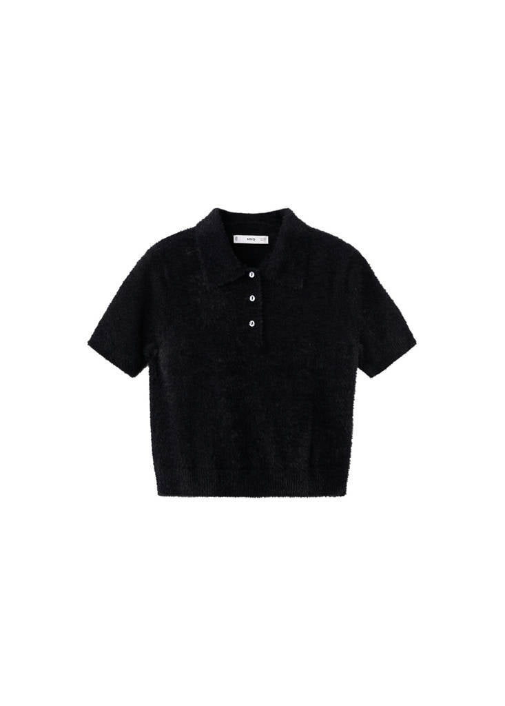 Pull Effet Fourrure À Col Polo