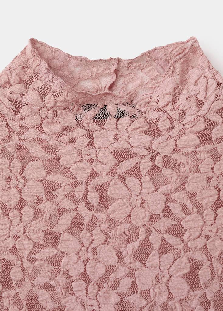 T-Shirt Dentelle Col Montant