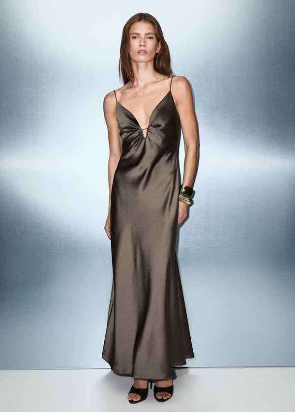 Vestido Satinado Escote En V