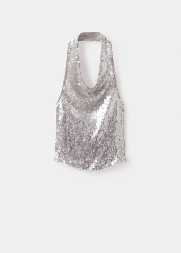 Top Paillettes Col Bénitier
