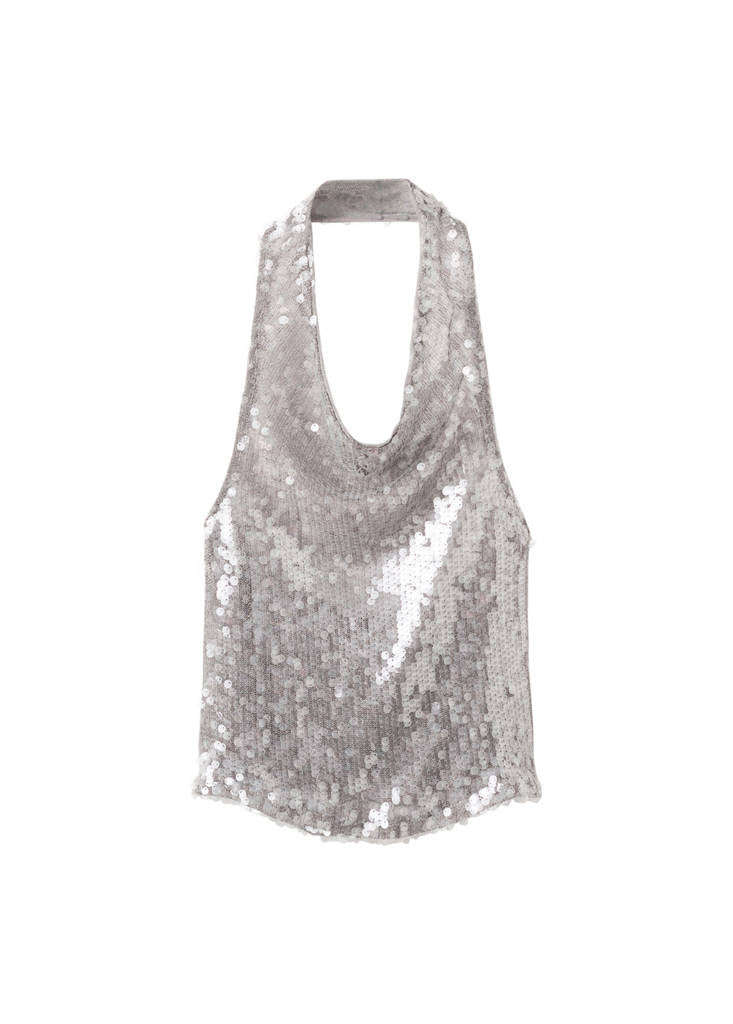 Top Paillettes Col Bénitier